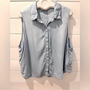 HIGHWAY JEANS Light Chambray Sleeveless Blouse Size 3X